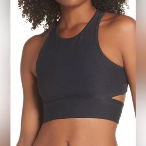 Outdoor Voices Slashback Long Line Crop Top in Dark Grey Small
